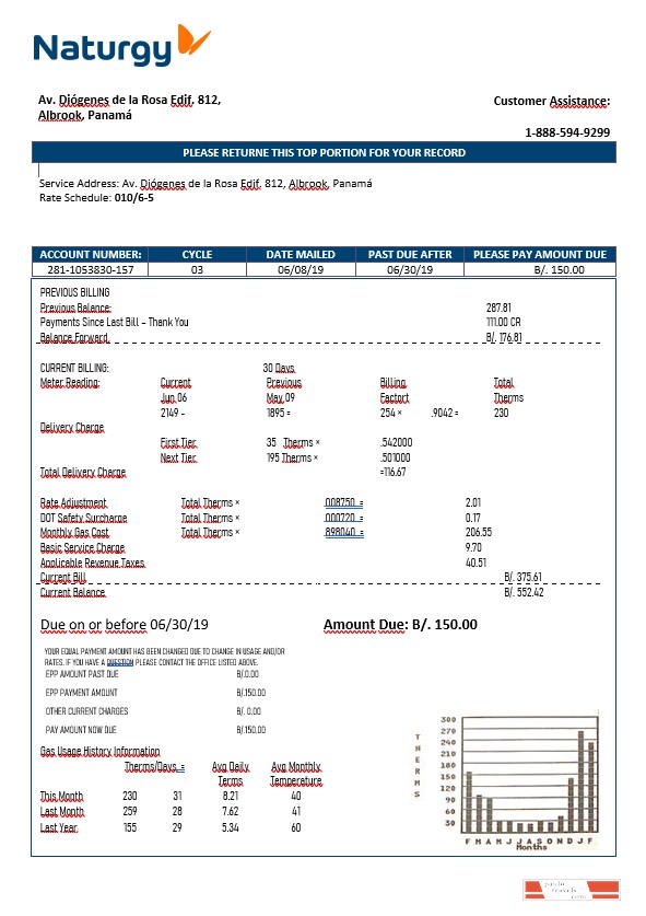 Panama Naturgy electricity company in Word format